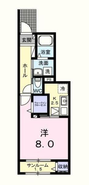 フォンターナ・ピエディ 103｜東京都福生市大字福生(賃貸アパート1K・1階・33.20㎡)の写真 その2