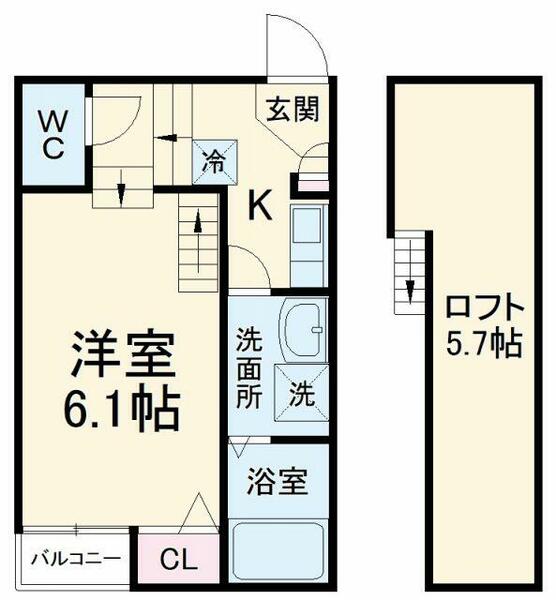 カームオーシャン 203｜愛知県名古屋市天白区野並４丁目(賃貸アパート1K・2階・21.44㎡)の写真 その2