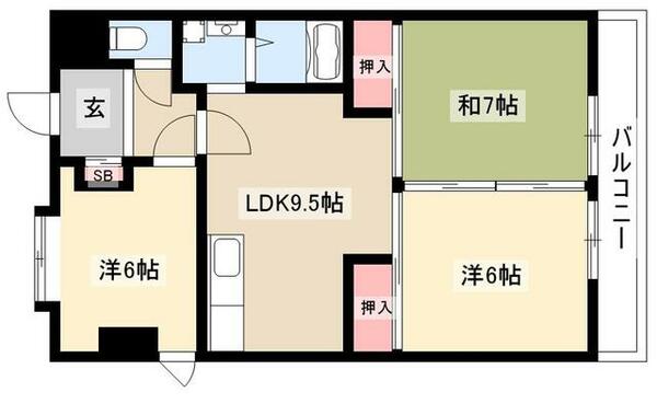 第二アンドービル 201｜愛知県名古屋市守山区喜多山２丁目(賃貸マンション3LDK・2階・59.34㎡)の写真 その2