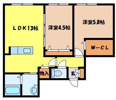北海道札幌市中央区北十六条西１５丁目(賃貸マンション2LDK・1階・54.49㎡)の写真 その2