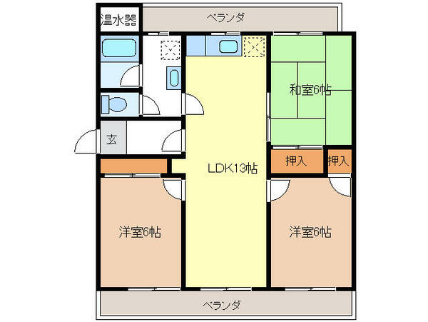 岐阜県岐阜市福光西３丁目(賃貸マンション3LDK・3階・68.06㎡)の写真 その2