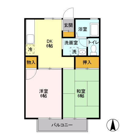 ハイメゾン桜ヶ丘 102｜東京都多摩市和田(賃貸アパート2DK・1階・40.29㎡)の写真 その2