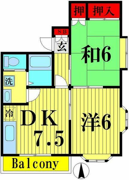 メゾンテシマ 101｜埼玉県草加市手代２丁目(賃貸アパート2DK・2階・43.50㎡)の写真 その2