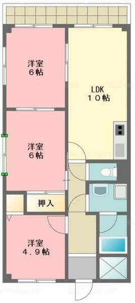 シャトレンうぐいす｜兵庫県神戸市長田区鶯町２丁目(賃貸マンション3LDK・5階・60.00㎡)の写真 その2