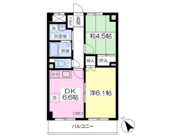 オータムスクウェアヴィレッジ S103｜東京都八王子市左入町(賃貸マンション2DK・1階・42.40㎡)の写真 その2