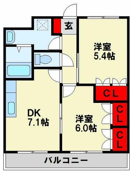 プランドールゼット 106｜福岡県鞍手郡鞍手町大字猪倉(賃貸アパート2DK・1階・44.95㎡)の写真 その2