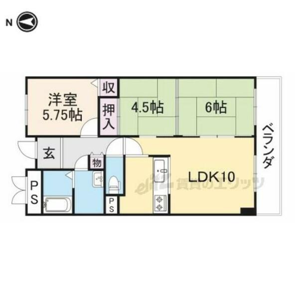 奈良県大和高田市幸町(賃貸マンション3LDK・5階・65.00㎡)の写真 その2