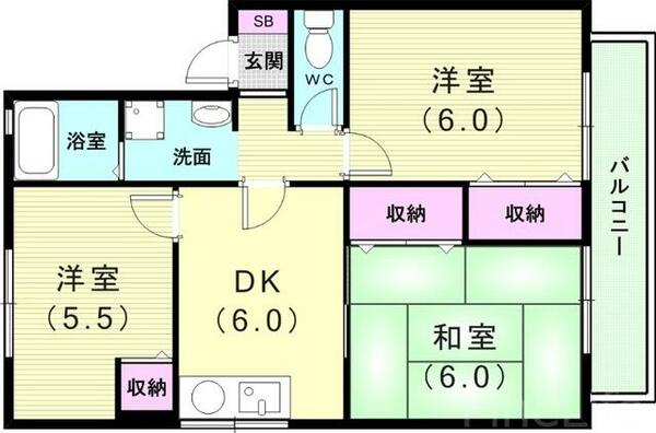 兵庫県神戸市垂水区南多聞台４丁目(賃貸アパート3DK・2階・53.76㎡)の写真 その2