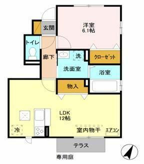 埼玉県桶川市鴨川１丁目(賃貸アパート1LDK・1階・45.74㎡)の写真 その2