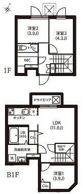 レピュア神楽坂駅前レジデンス 101｜東京都新宿区細工町(賃貸マンション3LDK・1階・61.01㎡)の写真 その2