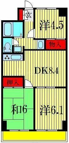 ハイブリッジソシア 603｜千葉県船橋市二子町(賃貸マンション3DK・6階・55.00㎡)の写真 その2