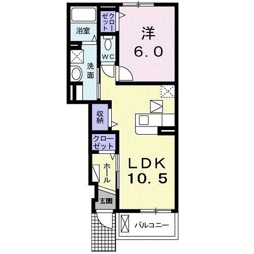 エスポワール山の街Ｉ 103｜兵庫県神戸市北区緑町３丁目(賃貸アパート1LDK・1階・46.05㎡)の写真 その2