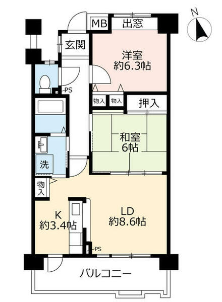 ＵＲアーバンラフレ虹ヶ丘南 0100405｜愛知県名古屋市名東区植園町２丁目(賃貸マンション2LDK・4階・63.11㎡)の写真 その2