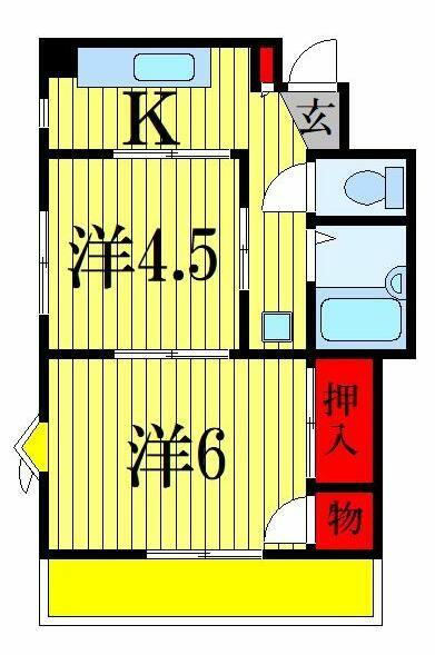 第２梨本マンション 303｜千葉県船橋市西船５丁目(賃貸マンション2K・3階・31.00㎡)の写真 その2