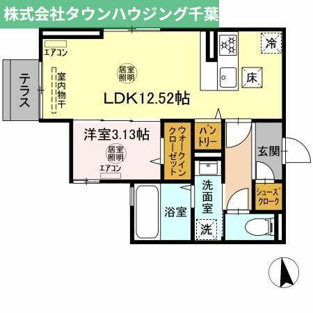 千葉県四街道市もねの里５丁目(賃貸アパート1LDK・1階・40.38㎡)の写真 その2