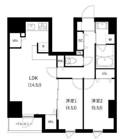 ＷＨＡＲＦ駒込 1202｜東京都北区西ケ原１丁目(賃貸マンション2LDK・12階・56.32㎡)の写真 その2