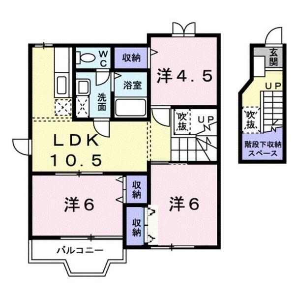 グリーンヒルズ｜大阪府羽曳野市西浦５丁目(賃貸アパート3LDK・2階・65.57㎡)の写真 その2