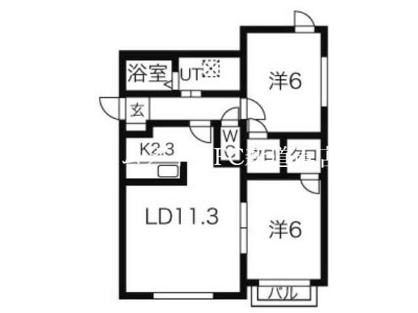 北海道札幌市東区北二十二条東２２丁目(賃貸アパート2LDK・1階・57.14㎡)の写真 その2