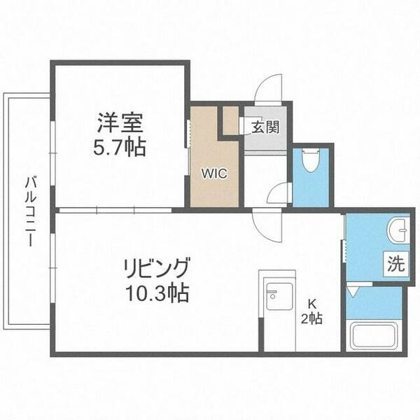 北海道札幌市豊平区平岸二条８丁目(賃貸マンション1SLDK・3階・46.38㎡)の写真 その2