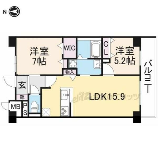 奈良県桜井市大字川合(賃貸マンション2LDK・4階・63.24㎡)の写真 その2