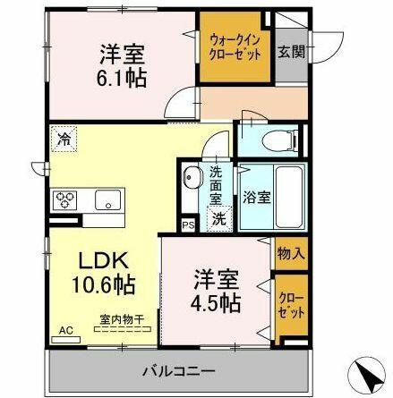 神奈川県川崎市宮前区けやき平(賃貸アパート2LDK・2階・52.85㎡)の写真 その2