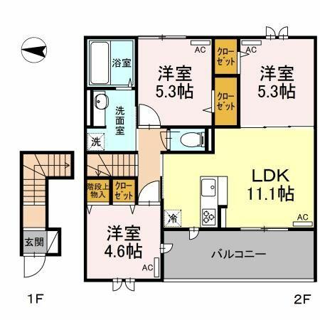 シティパル櫻 205｜東京都練馬区西大泉３丁目(賃貸アパート3LDK・2階・66.08㎡)の写真 その2