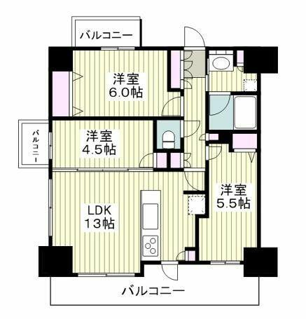神奈川県海老名市扇町(賃貸マンション3LDK・7階・63.36㎡)の写真 その2