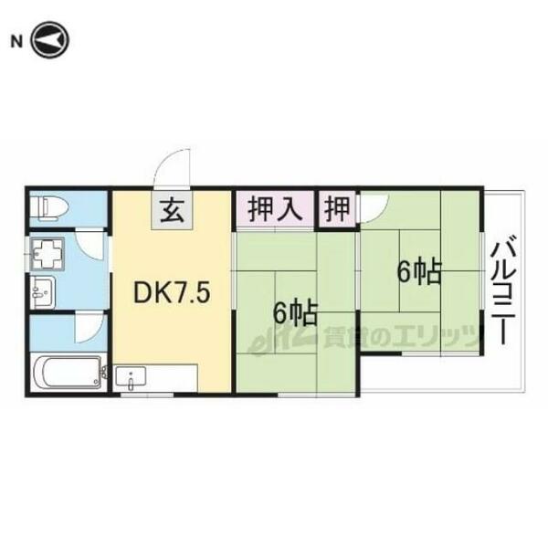 奈良県生駒市桜ケ丘(賃貸アパート2DK・1階・43.00㎡)の写真 その2