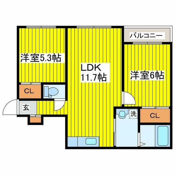 北海道札幌市東区北十八条東１丁目(賃貸アパート2LDK・1階・51.90㎡)の写真 その2