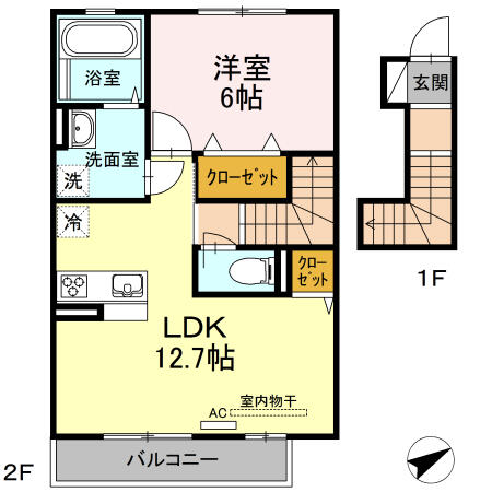 Ｄ－ｒｏｏｍ須屋 202｜熊本県合志市須屋(賃貸アパート1LDK・2階・49.89㎡)の写真 その2