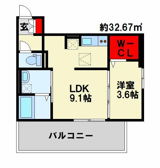 トレス城野貮番館 302｜福岡県北九州市小倉南区城野３丁目(賃貸アパート1LDK・3階・32.67㎡)の写真 その2