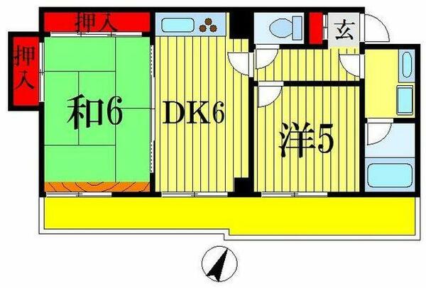 グリーン早稲田 1203｜千葉県船橋市西船４丁目(賃貸マンション2DK・12階・51.94㎡)の写真 その2