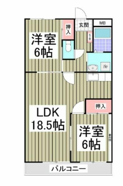 埼玉県春日部市備後西３丁目(賃貸マンション2LDK・1階・64.37㎡)の写真 その2