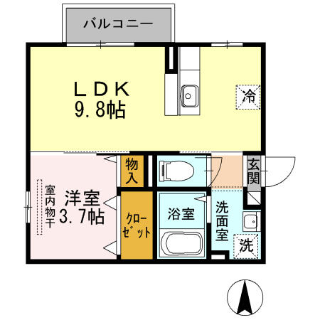 ラ　ジュネス下曽根 205｜福岡県北九州市小倉南区下曽根新町(賃貸アパート1LDK・2階・34.76㎡)の写真 その1