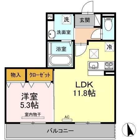 パルハイブリッジⅢ 105｜愛媛県松山市中村３丁目(賃貸アパート1LDK・1階・43.71㎡)の写真 その2