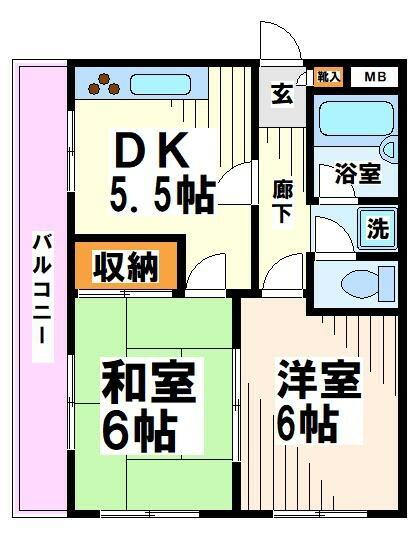 東京都府中市小柳町１丁目(賃貸マンション2DK・2階・41.52㎡)の写真 その2