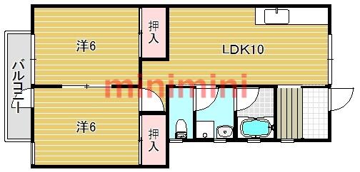 サウスマツバラフラット｜大阪府高槻市南松原町(賃貸マンション2LDK・2階・48.60㎡)の写真 その2