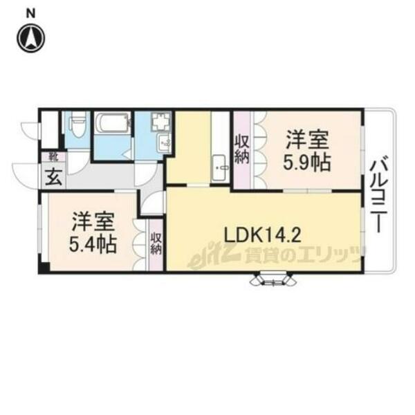 奈良県磯城郡田原本町大字千代(賃貸マンション2LDK・2階・57.75㎡)の写真 その2