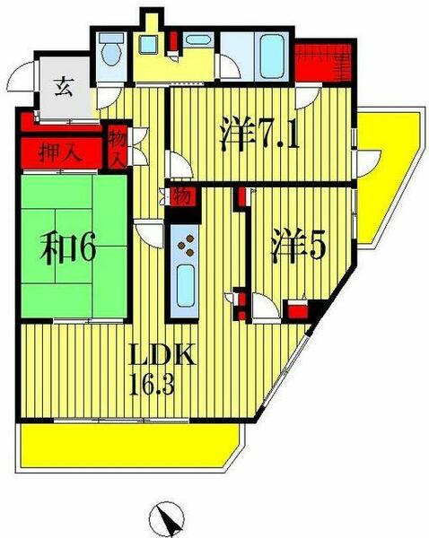 リーベスト西千葉 1215｜千葉県千葉市美浜区幸町１丁目(賃貸マンション3LDK・12階・78.41㎡)の写真 その2