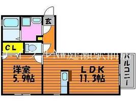 岡山県岡山市東区瀬戸町万富（賃貸アパート1LDK・2階・40.40㎡） その2