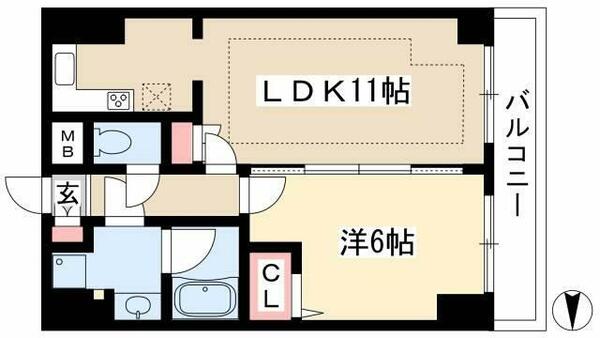 プレサンス鶴舞グリーンパーク 1402｜愛知県名古屋市中区千代田２丁目(賃貸マンション1LDK・14階・40.60㎡)の写真 その2