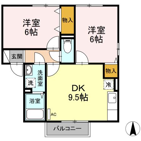 ファミール司Ⅱ 202｜福島県いわき市常磐関船町志座(賃貸アパート2DK・2階・48.80㎡)の写真 その2