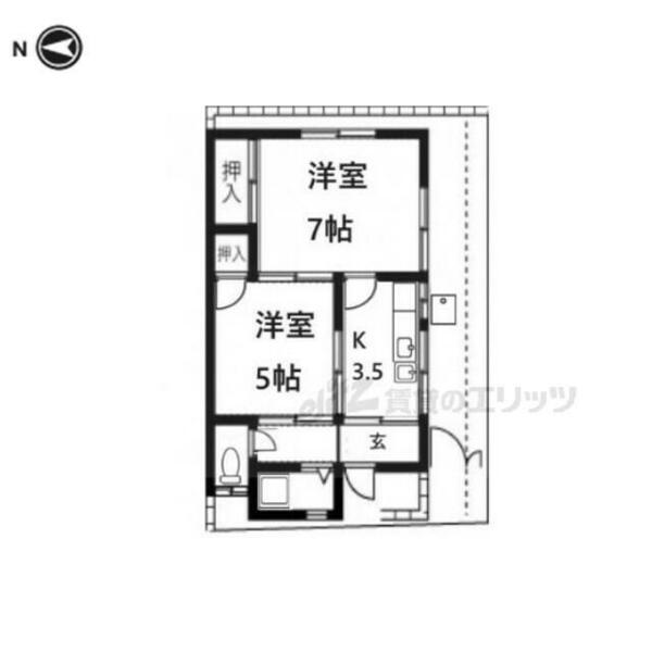 京都府京都市右京区梅津南町(賃貸一戸建2K・--・34.10㎡)の写真 その2