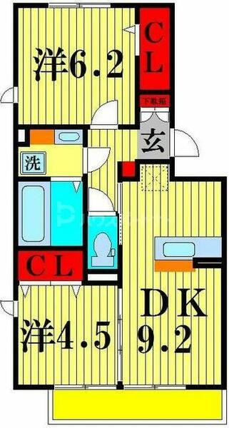 千葉県松戸市胡録台(賃貸アパート2DK・1階・49.21㎡)の写真 その2