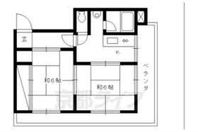 ハイツ嵯峨野 302 ｜ 京都府京都市右京区嵯峨天龍寺瀬戸川町（賃貸マンション2K・3階・39.09㎡） その2