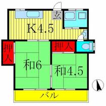 山田荘 202 ｜ 千葉県我孫子市青山（賃貸アパート2K・2階・34.05㎡） その2