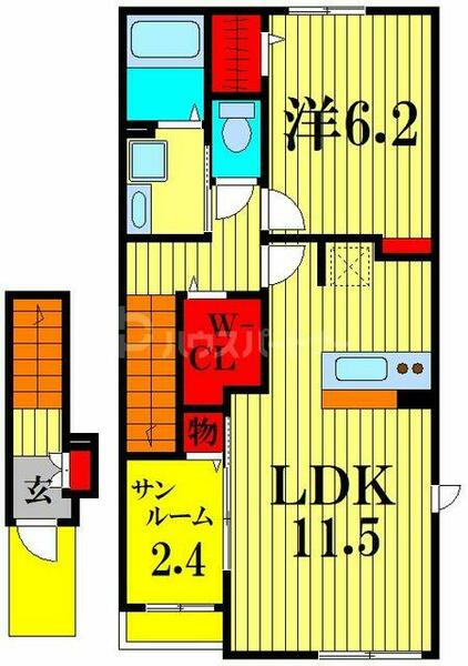 レジーナガーデンＡ 203｜千葉県柏市南逆井４丁目(賃貸アパート1LDK・2階・50.96㎡)の写真 その2