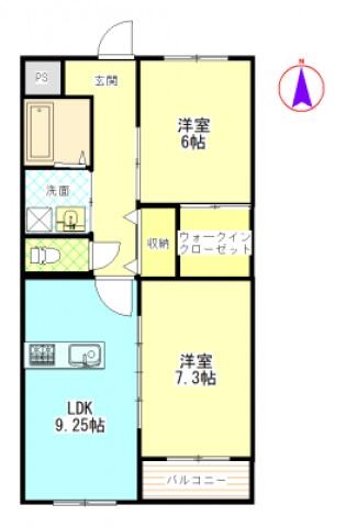 グランⅢ｜群馬県高崎市新保町(賃貸マンション2LDK・2階・55.80㎡)の写真 その2