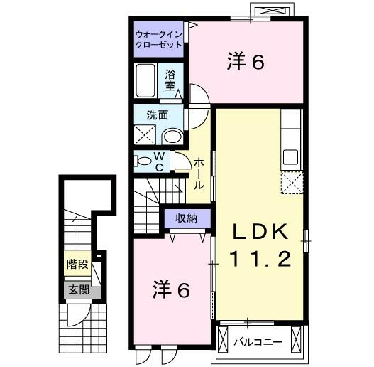 大阪府岸和田市尾生町３丁目(賃貸アパート2LDK・2階・57.21㎡)の写真 その2