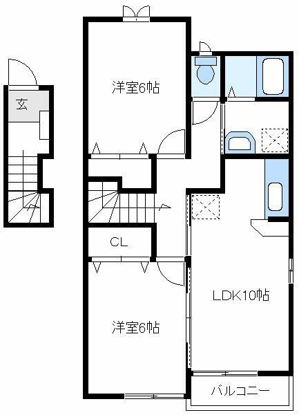 神奈川県厚木市金田(賃貸アパート2LDK・2階・57.22㎡)の写真 その2